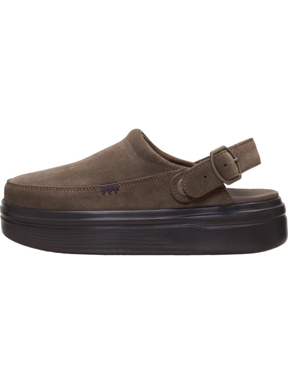 Women's Brown Austin Lift Suede Platform Clog Mule Shoes with Adjustable Strap